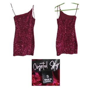 Crystal Sky Sequin Mini Dress - Pink